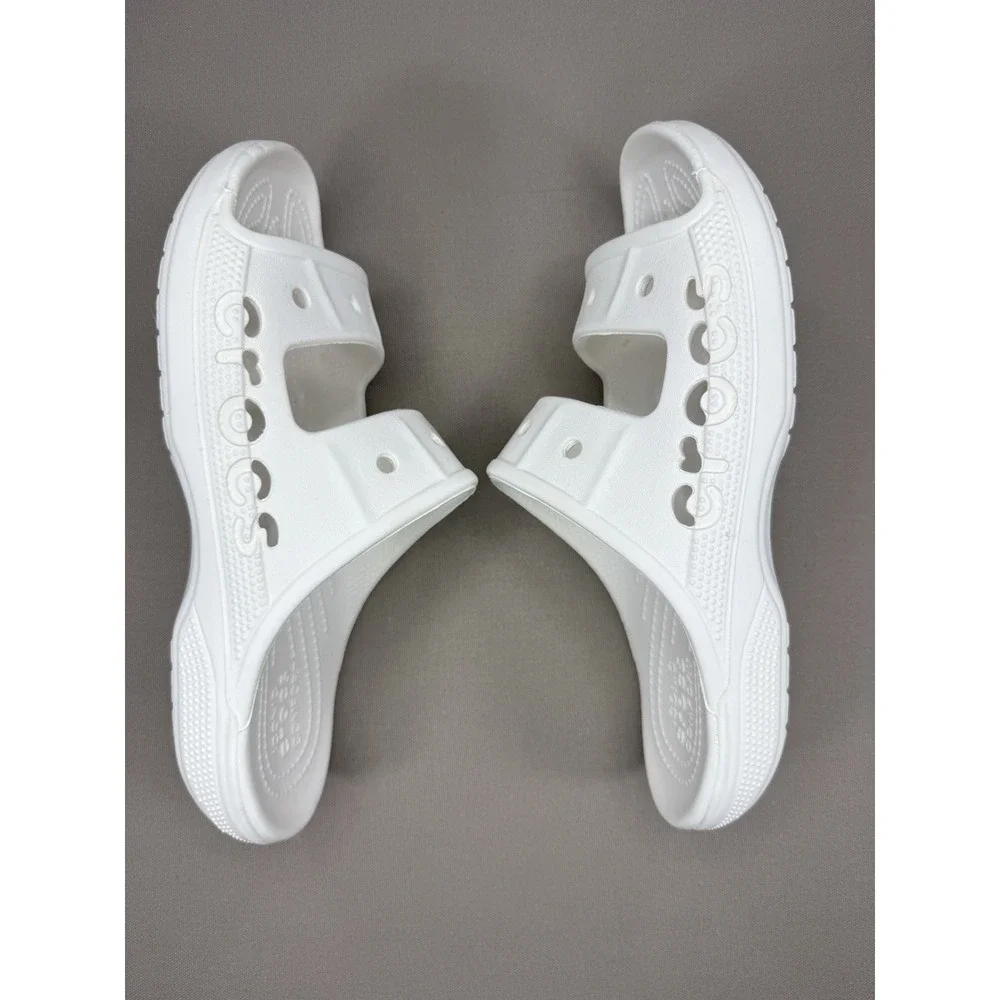 Crocs Slides Women's 9 Iconic Comfort White Sandals Men 7 Outdoor Summer Water